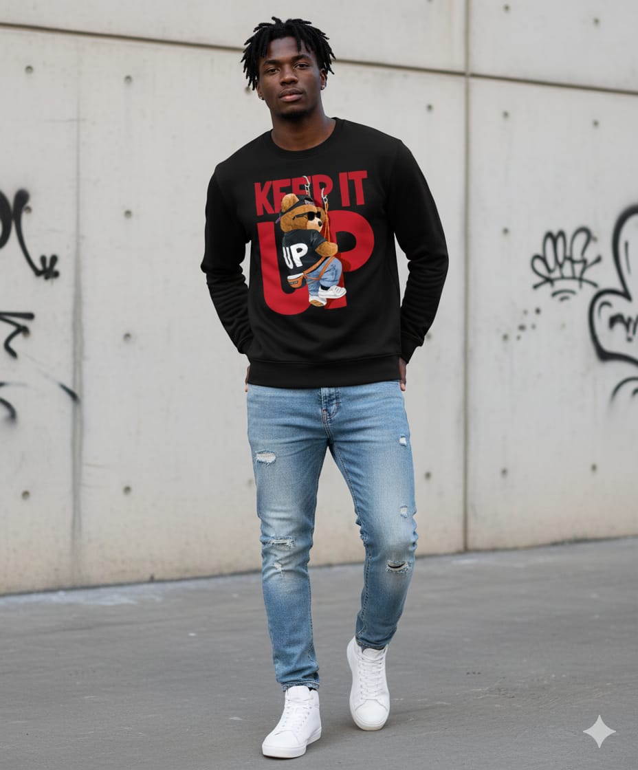 Teddy Bear Men Sweatshirt (Black) SM - regular | DTF GSM-320