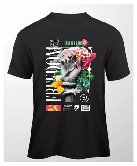 Floral,Men T-Shirt (Black) SM - regular | DTF GSM-220