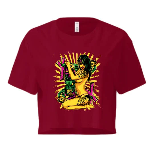 GIRL,Women Crop Top (Burgundy) SM - regular | DTF GSM-180