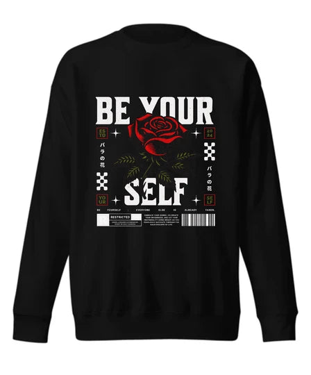 Floral,Men Sweatshirt (Black) SM - regular | DTF GSM-320