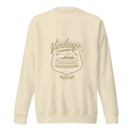 Vintage Car Men Sweatshirt (Beige) SM - regular | DTF GSM-320