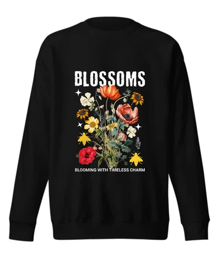 Floral,Men Sweatshirt (Black) SM - regular | DTF GSM-320