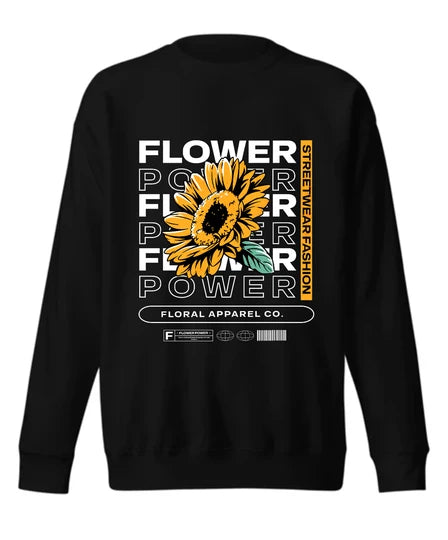 Floral,Men Sweatshirt (Black) SM - regular | DTF GSM-320