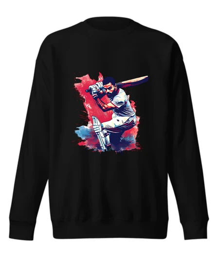 Cricket, Men Sweatshirt (Black) SM - regular | DTF GSM-320