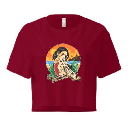 GIRL,Women Crop Top (Burgundy) SM - regular | DTF GSM-180