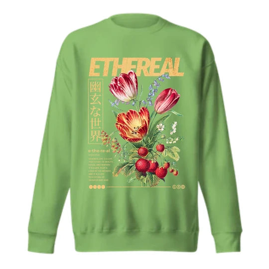 Floral,Men Sweatshirt (Pista Green) SM - regular | DTF GSM-320