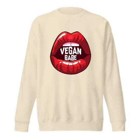 Vegan Babe, Women Sweatshirts (Beige) SM - regular | DTF GSM-320